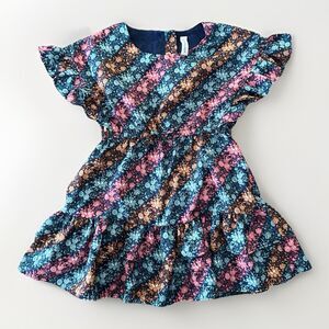 Janie and Jack Dress Girls Size 4 Merchant Marine Floral Stripe Ruffle